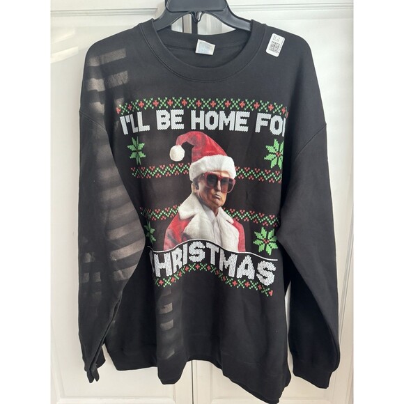 I'll Be Home For Christmas Santa Funny Trump Xmas Unisex Crewneck Sweatshirt 2XL - Picture 4 of 9